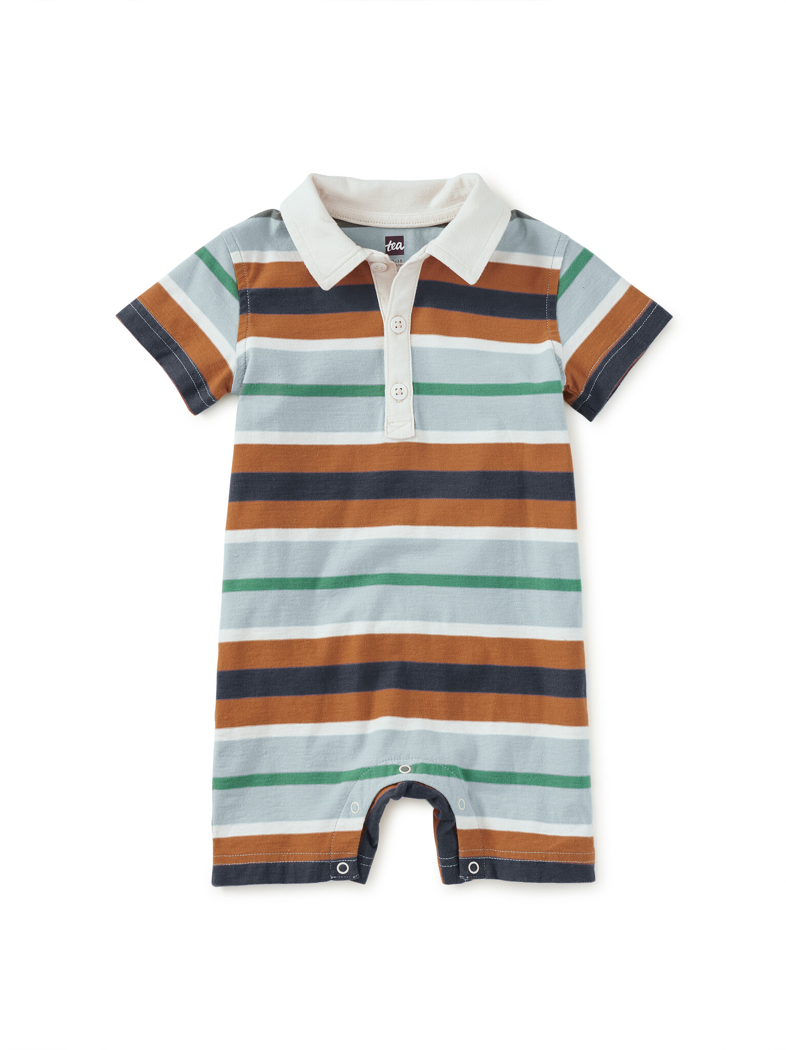Tea Collection Polo Baby Romper - Mineral