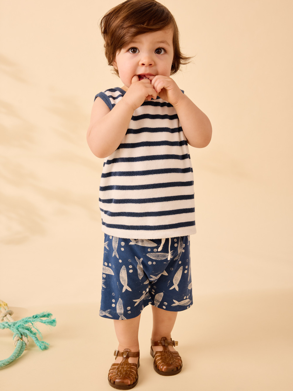 Tea Collection Naval Blue Tank & Shorties Baby Set