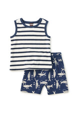 Tea Collection Naval Blue Tank & Shorties Baby Set