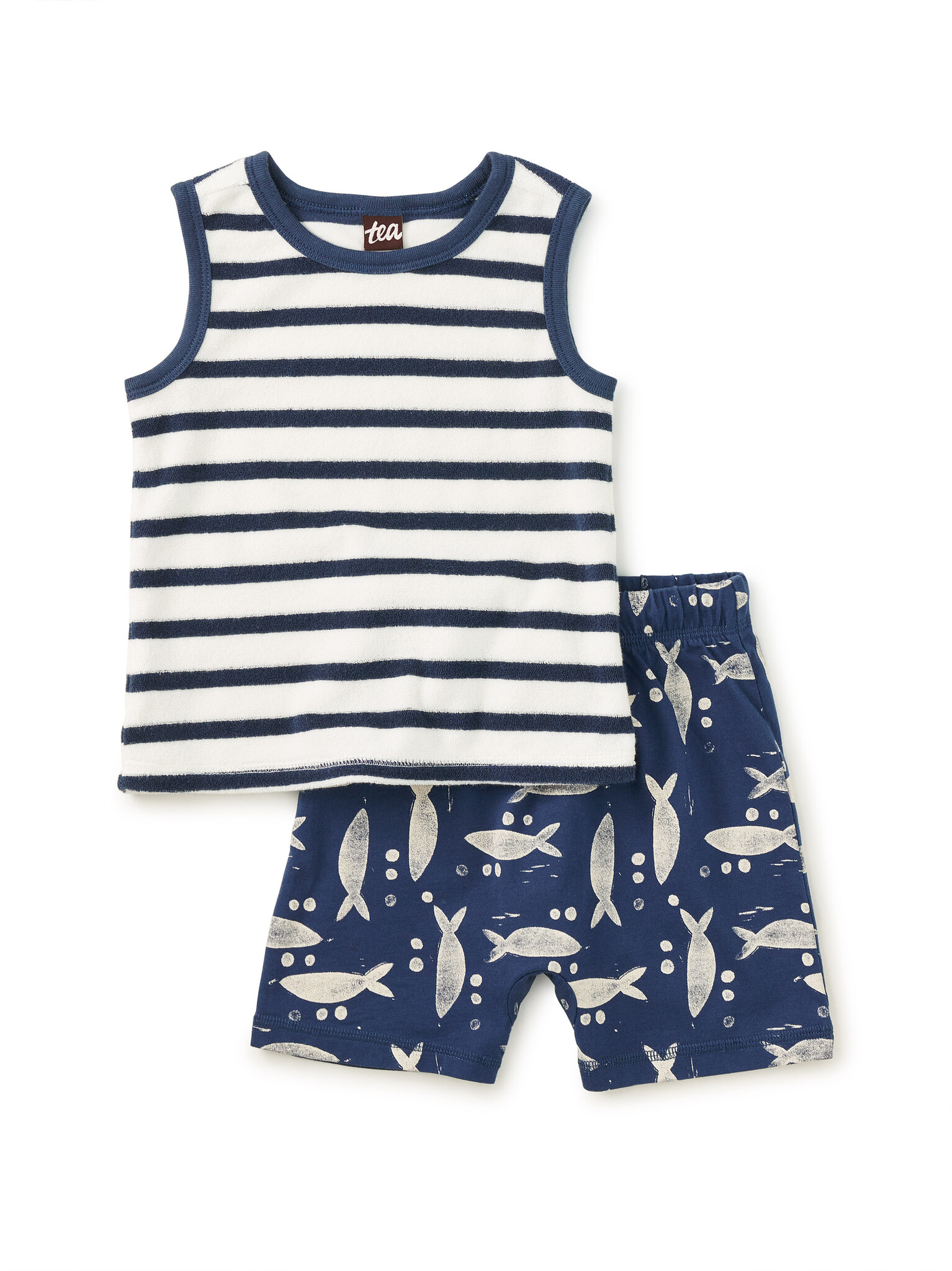 Tea Collection Naval Blue Tank & Shorties Baby Set
