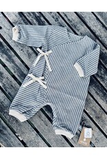 Snug Organic Cotton Kimono Coverall - Cornflower Stripe