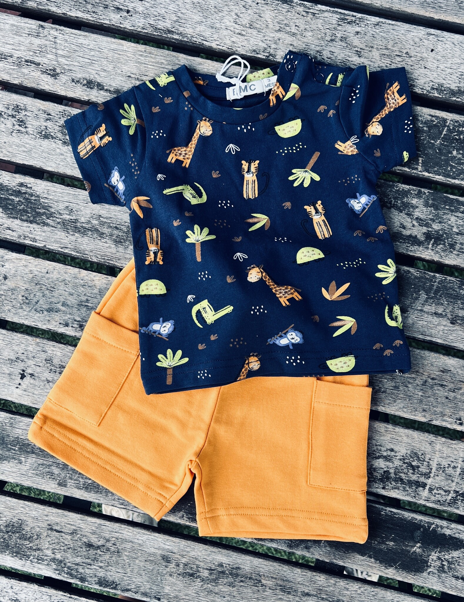 E.M.C. Jungle Friends Character Tee & Printed Short Set