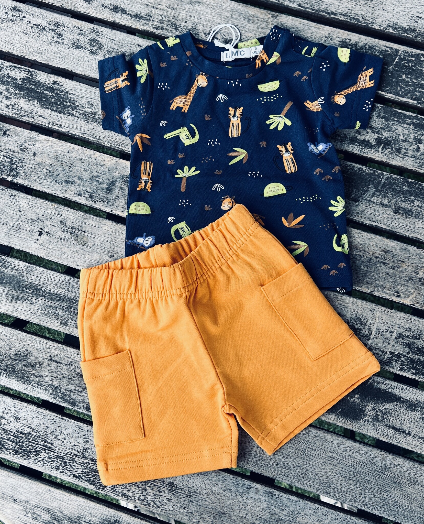 E.M.C. Jungle Friends Character Tee & Printed Short Set