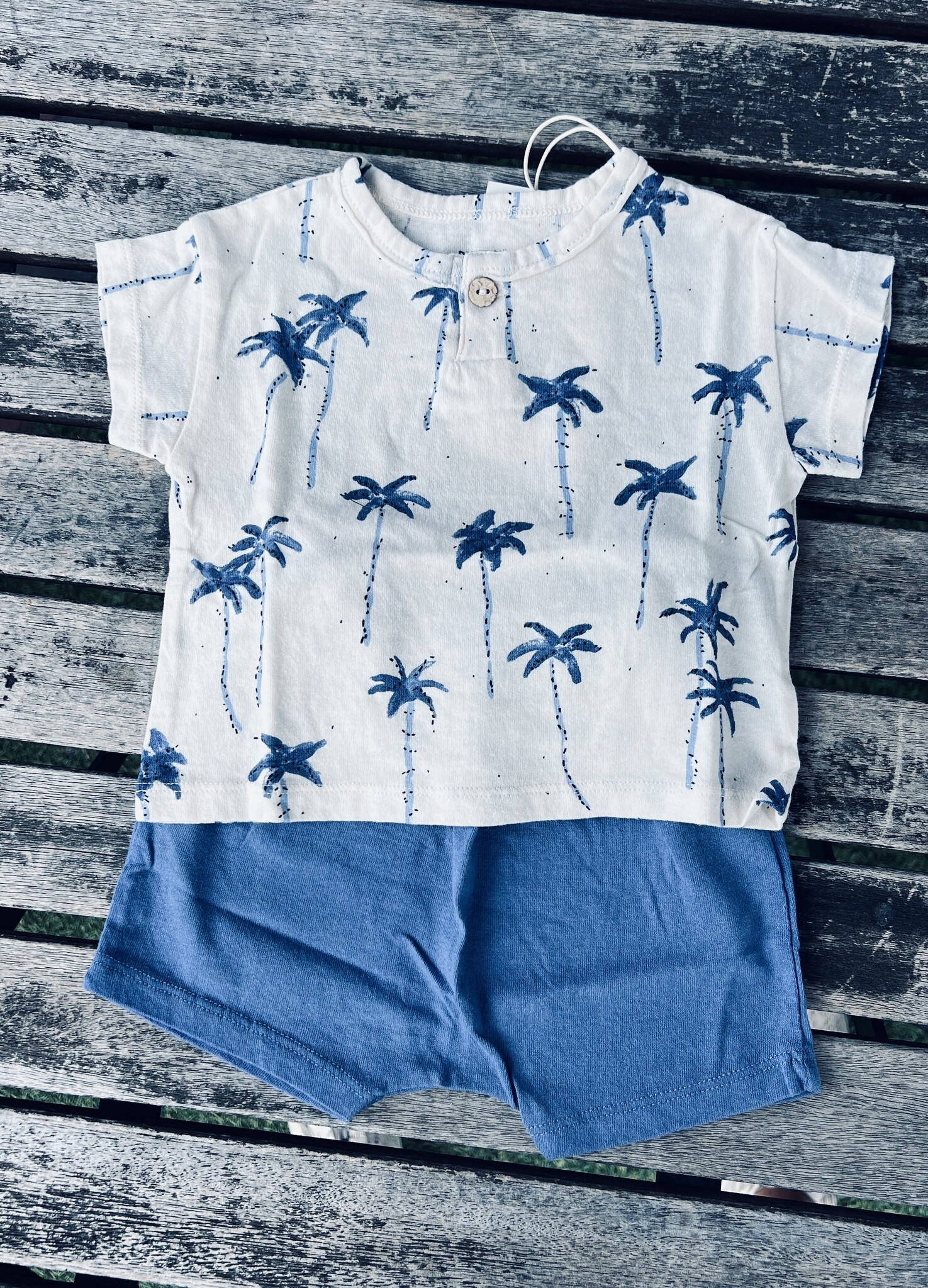 Play Up Laguna Palms Organic Cotton Tee & Shortie Set