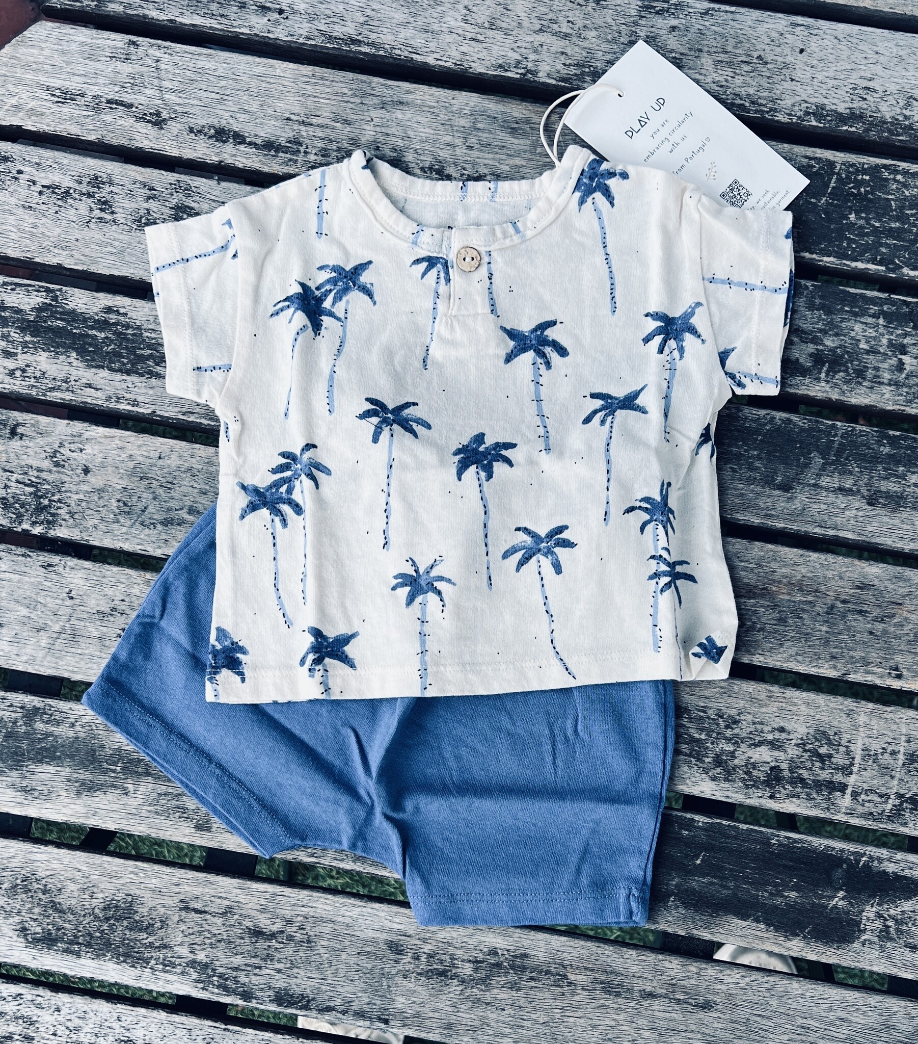Play Up Laguna Palms Organic Cotton Tee & Shortie Set