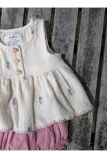 Play Up Embroidered Pineapples Organic Cotton Tunic & Bloomer Set