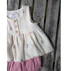 Play Up Embroidered Pineapples Organic Cotton Tunic & Bloomer Set