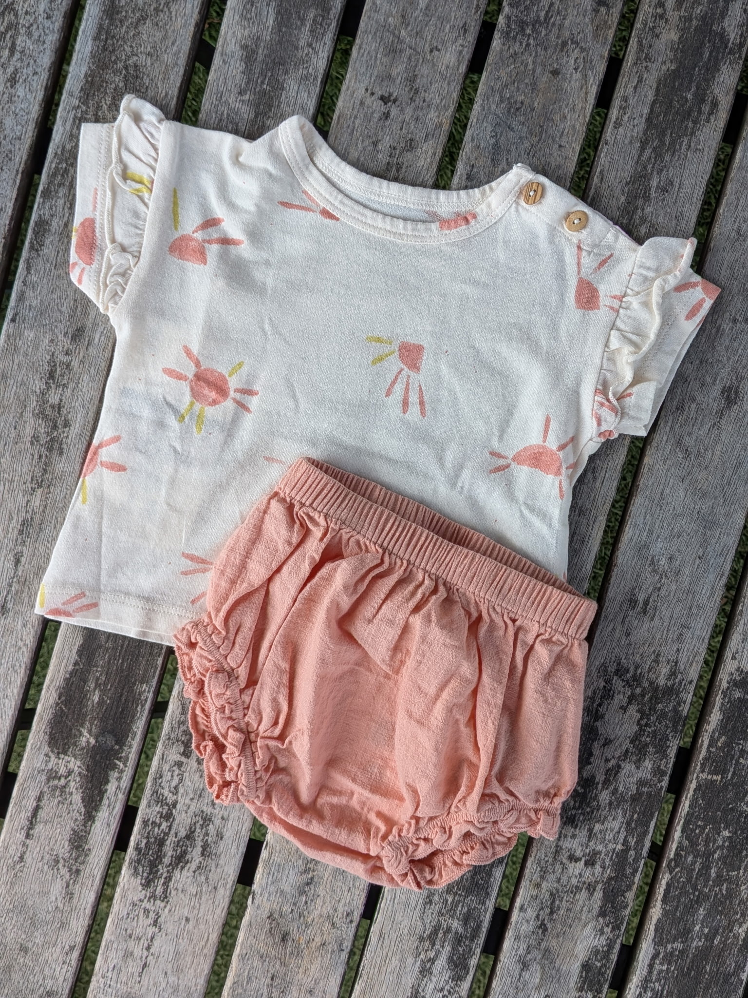 Play Up Sunny Side Organic Cotton Tee & Bloomer Set