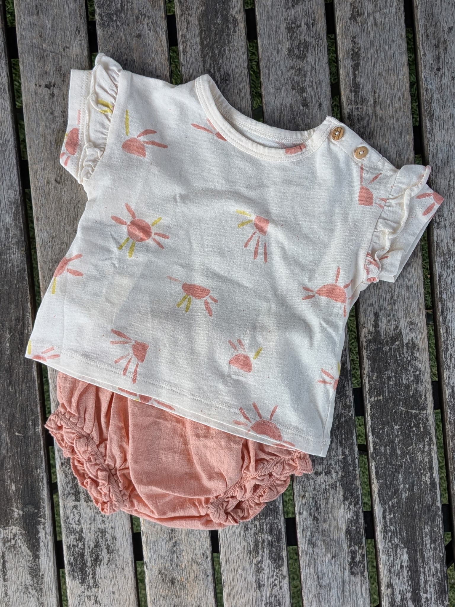 Play Up Sunny Side Organic Cotton Tee & Bloomer Set