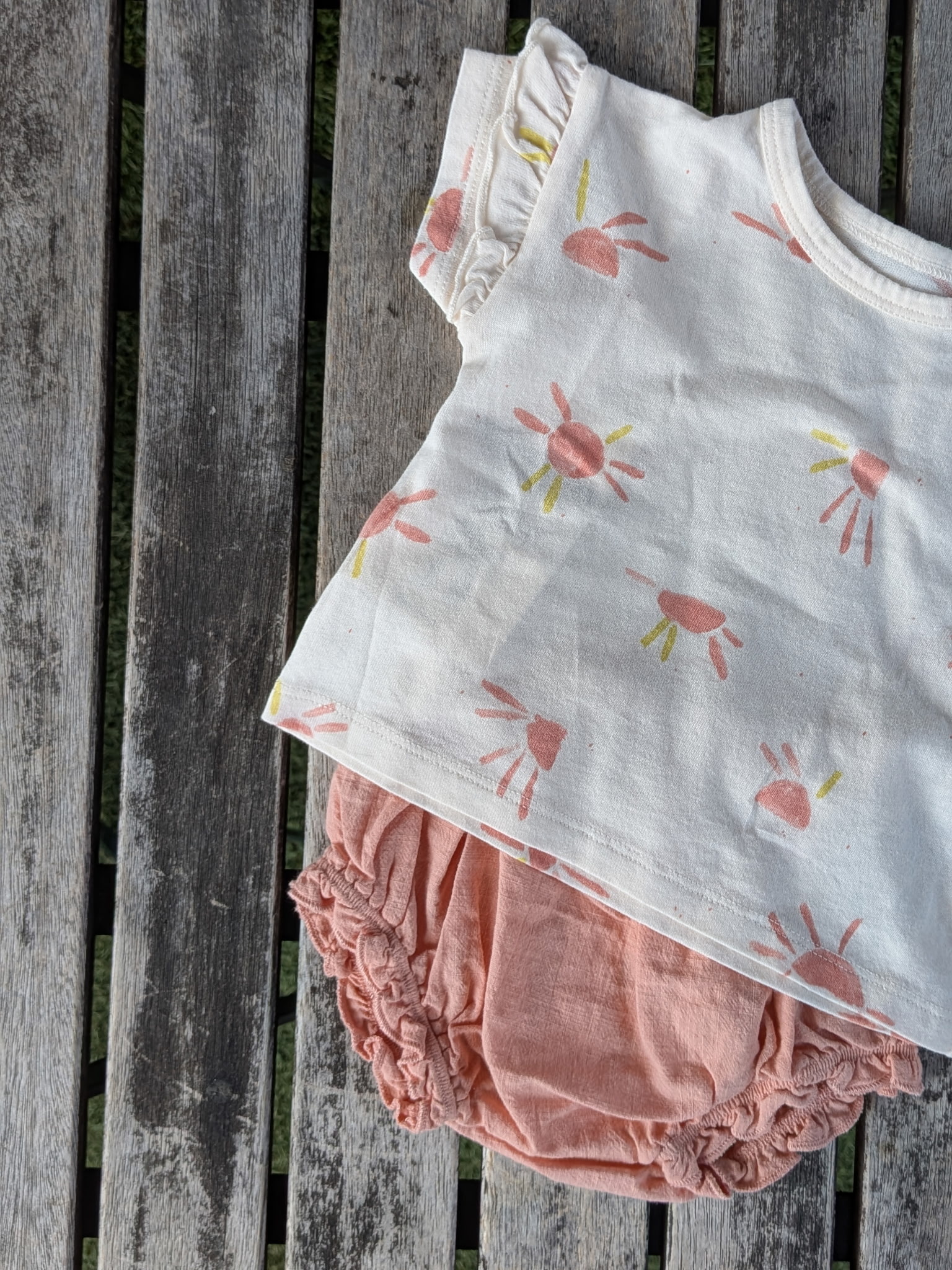 Play Up Sunny Side Organic Cotton Tee & Bloomer Set