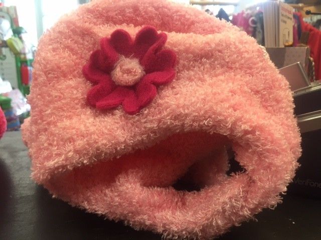 Puffin Gear Puffin Gear hat helmet pink/dk pink flower 12-24 m