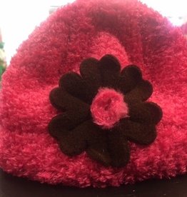 Puffin Gear Puffin Gear hat dk pink/brown flower 6-12 mths