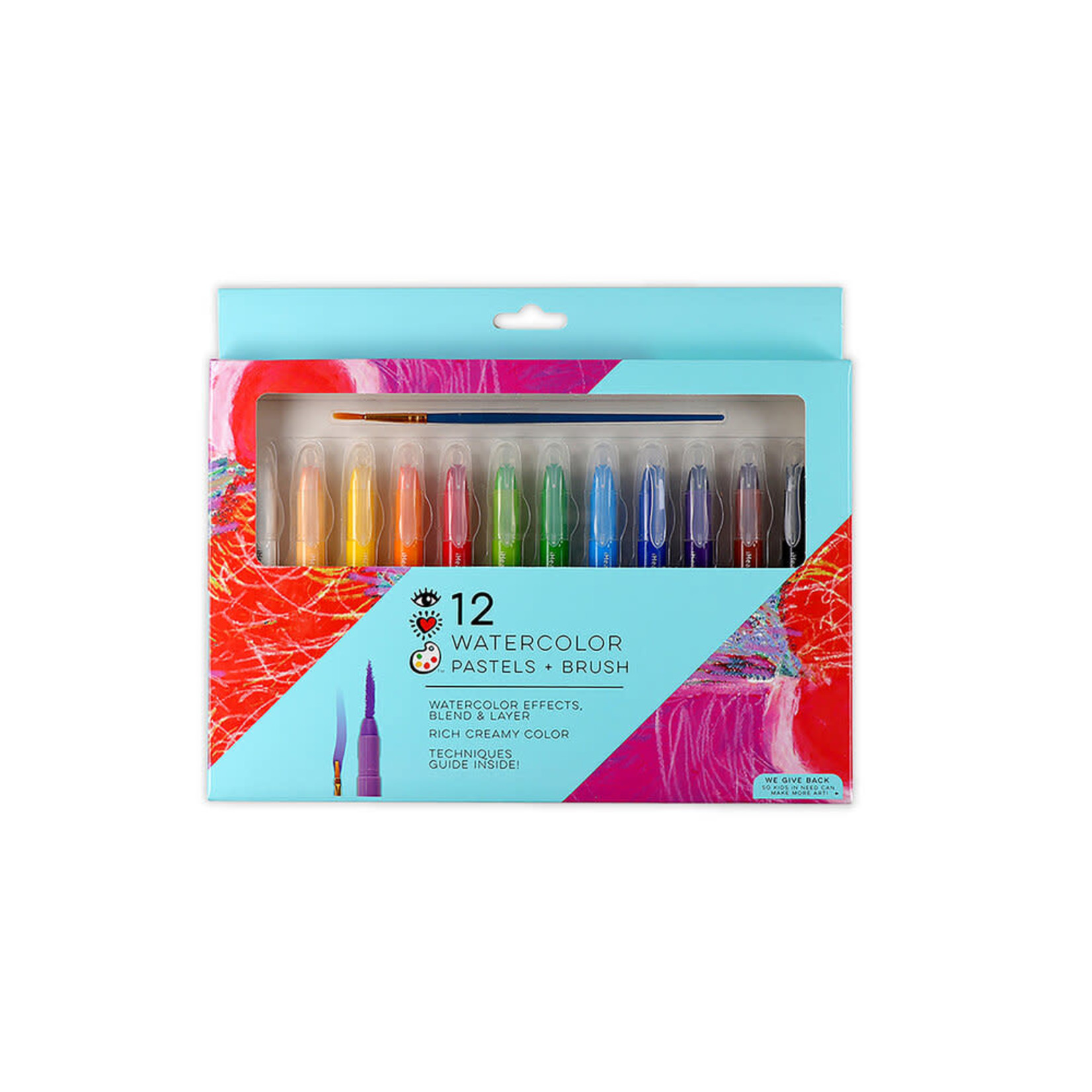 Bright Stripes Watercolor Pastels & Brush