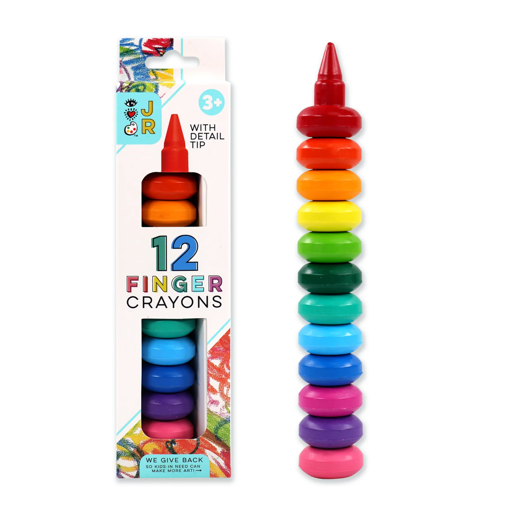 Bright Stripes 12 Finger Crayons