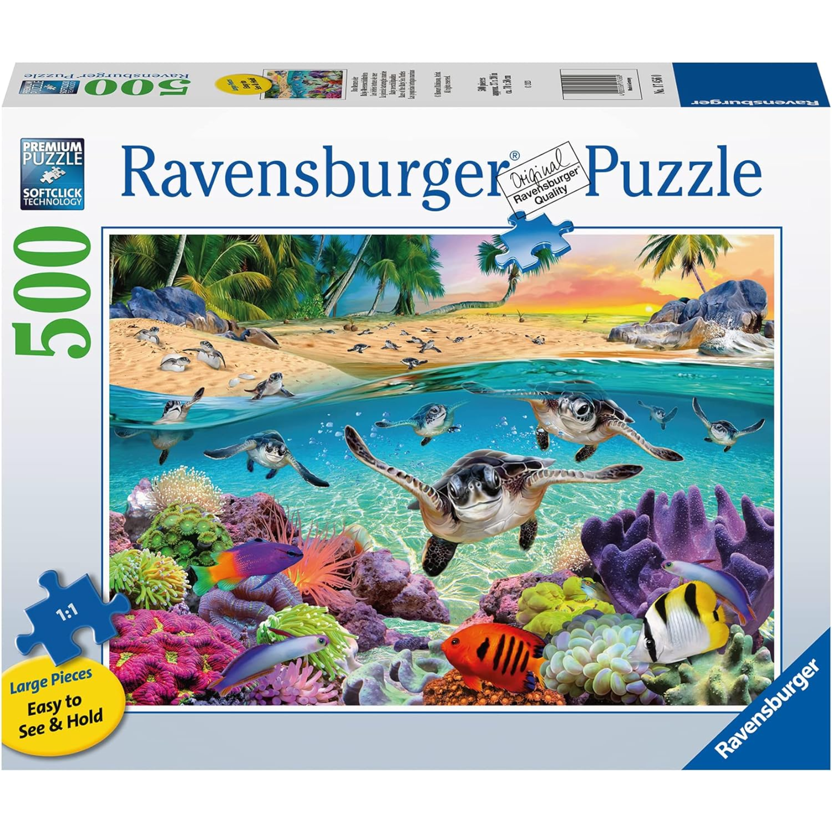 Ravensburger Race of the Baby Sea Turtles - 500 Large Piece Puzzle