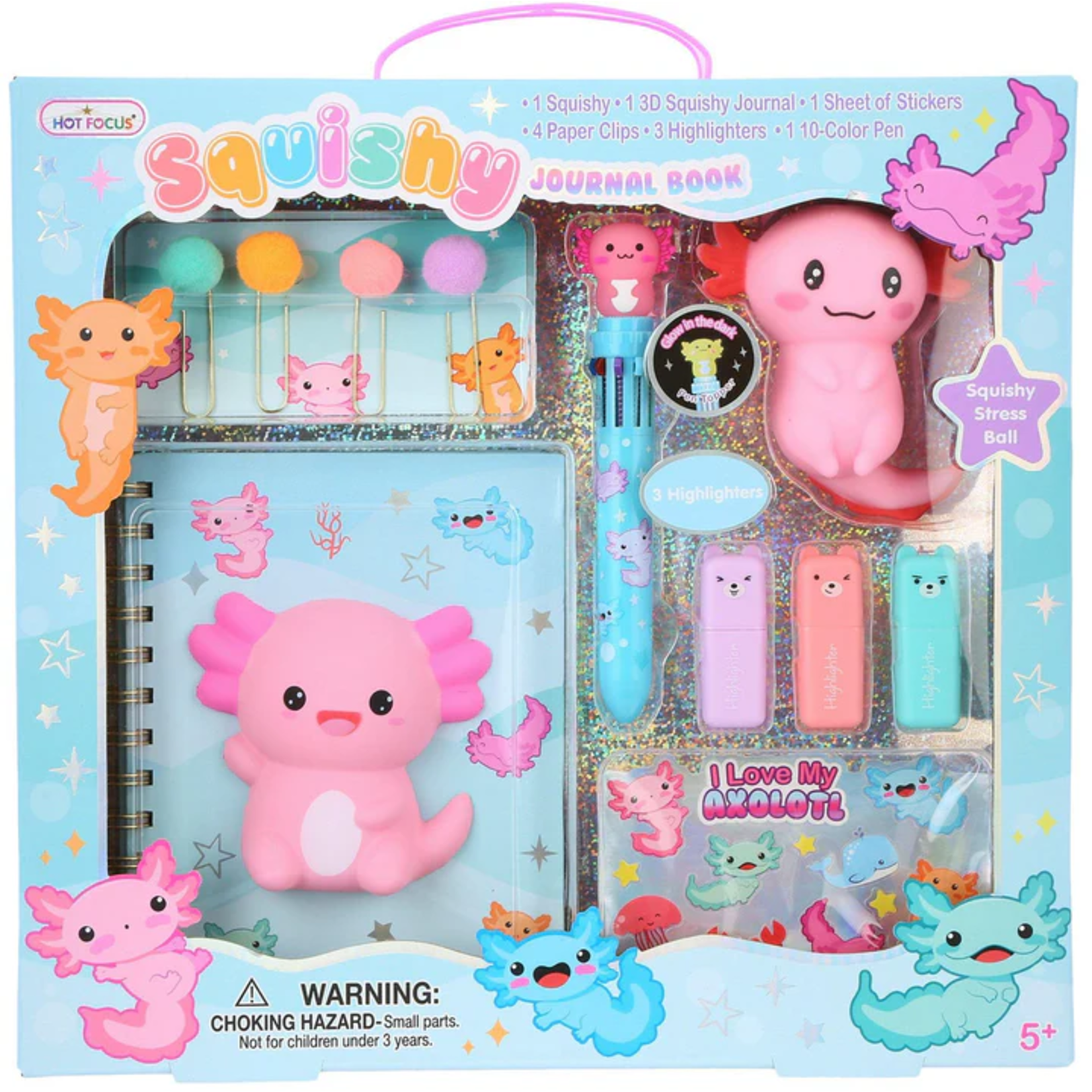 Hot Focus Squishy Journal Book - Axolotl