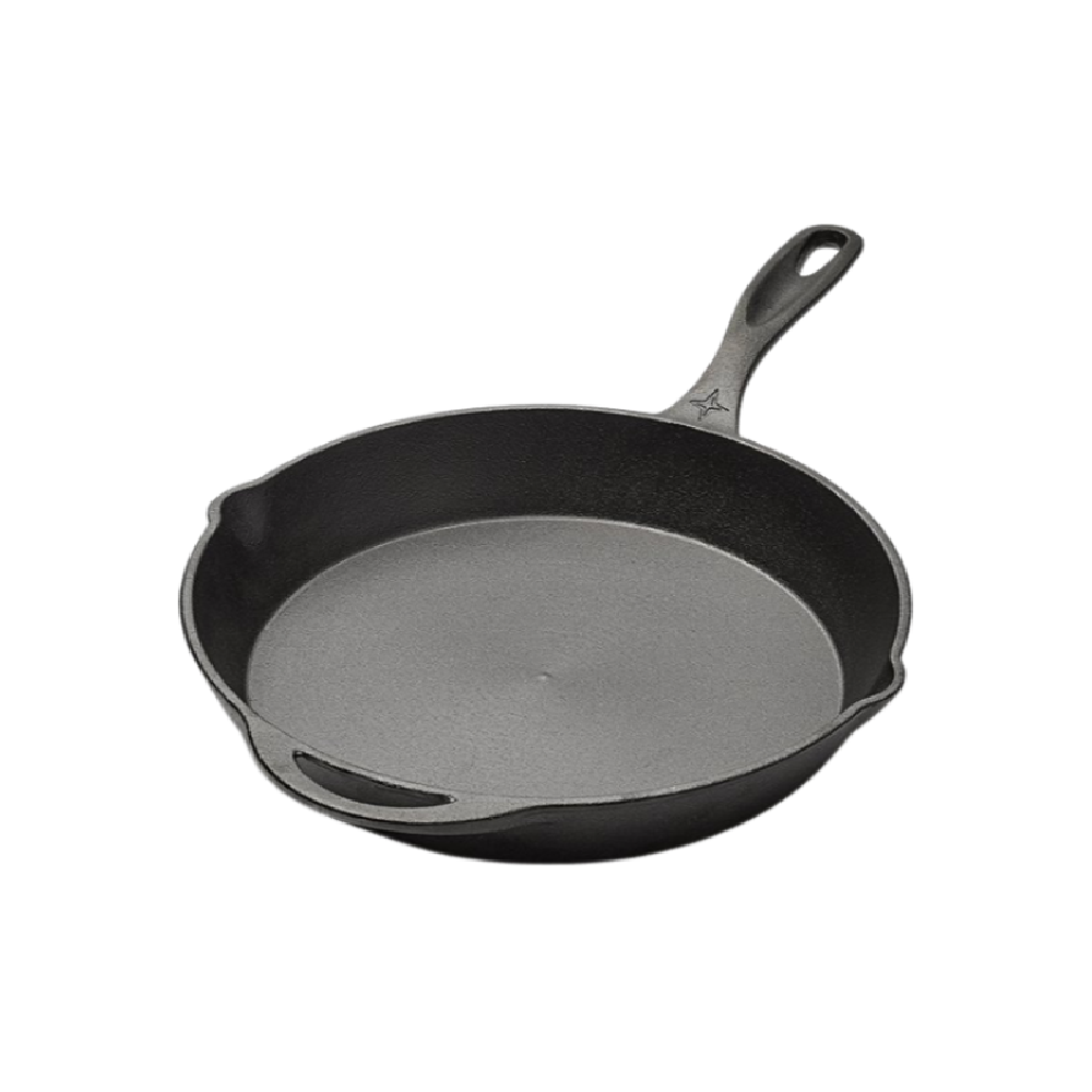 Barebones 12-Inch Flat Cast Iron Skillet - Enameled Cast Iron Fry Pan,  outdoor cooking pan