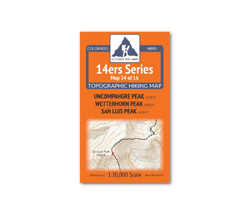 Outdoor Trail Maps 14er Series : Uncompahgre | Wetterhorn | San Luis Map