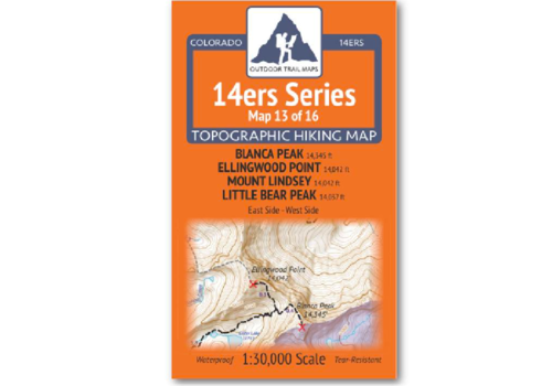 Outdoor Trail Maps 14er Series : Blanca | Ellingwood | Lindsey | Little Bear Map