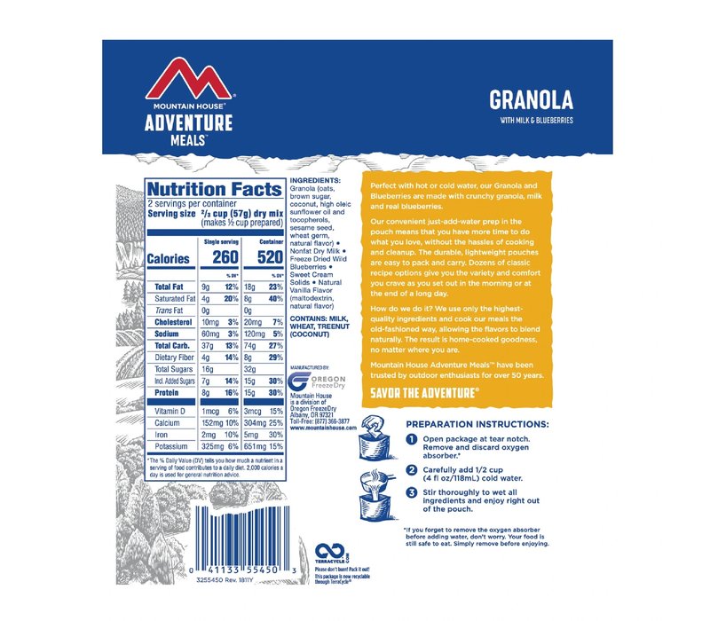 Mountain House Granola with Blueberries Freeze Dried Meal
