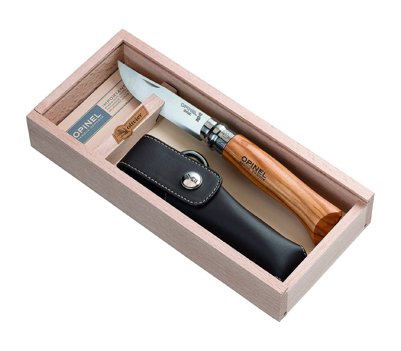 Opinel No.8 Olive Folding Knife + Alpine Sheath Gift Box