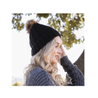 Leto Accessories Ribbed Faux Fur Pom Beanie
