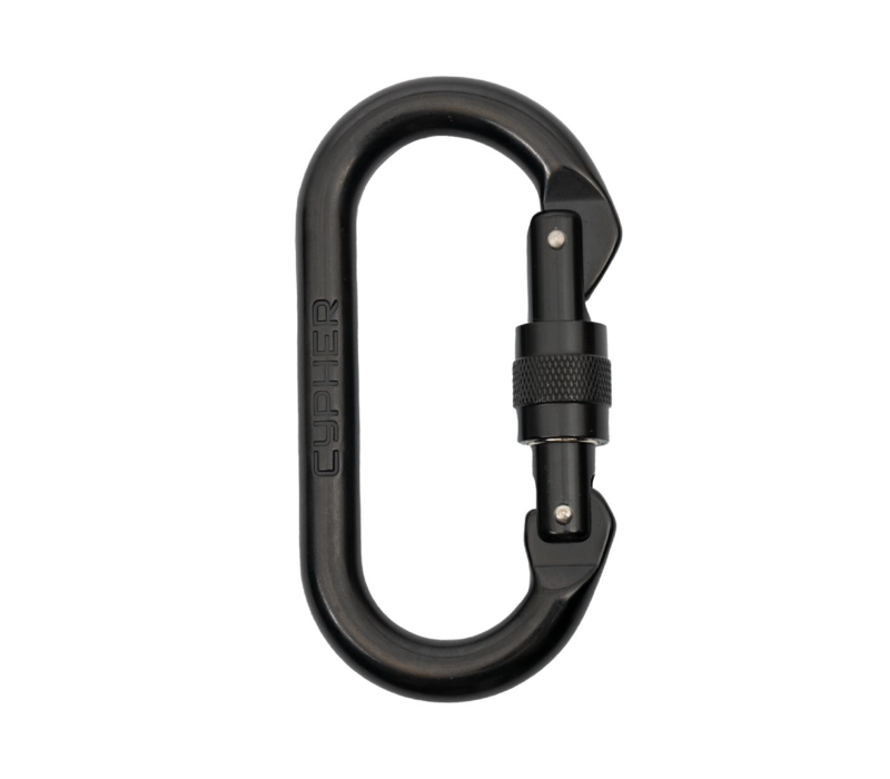 Cypher Oval Screw Gate Black Carabiner