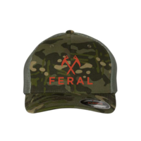 FERAL Logo Flexfit Embroidered Hat 6511 Multicam | Orange