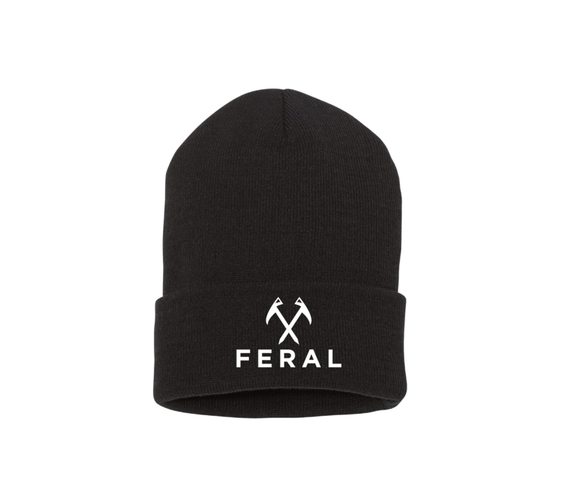 FERAL Classic Cuffed Logo Beanie Black | White