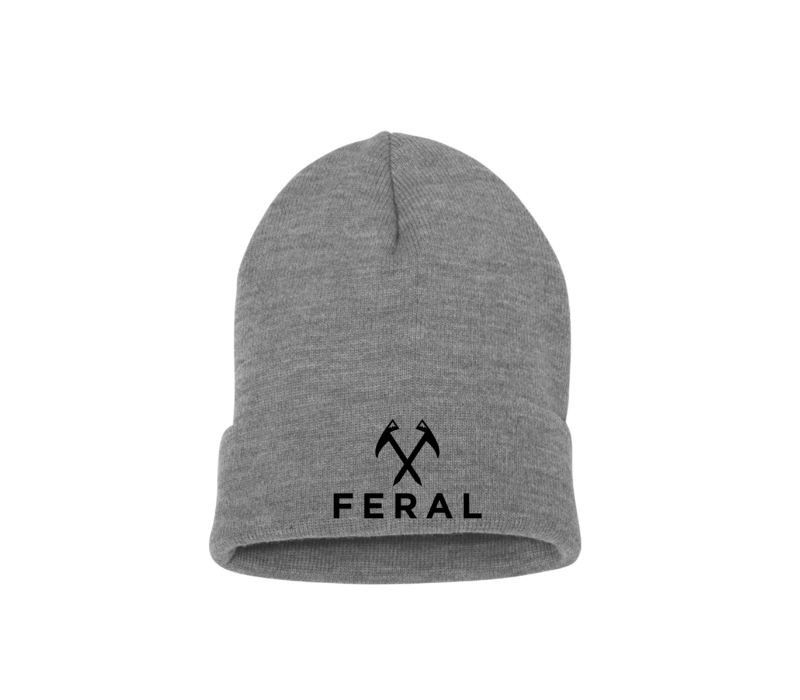 FERAL Classic Cuffed Logo Beanie Heather Grey | Black