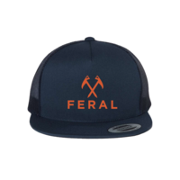 FERAL Logo Flat Bill Embroidered Hat 6006 Navy | Orange