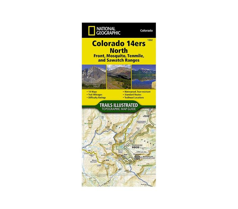 National Geographic 1302: Colorado 14ers North | Front | Mosquito | Tenmile | Sawatch Ranges Map