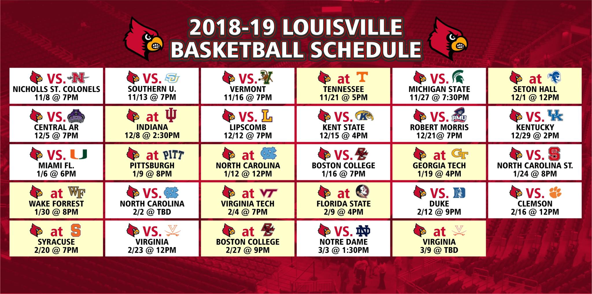 Basketball Schedule - JD Becker&#39;s UK & UofL Superstore