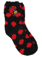 SOCKS, FUZZY DOT, BLACK/RED, UL
