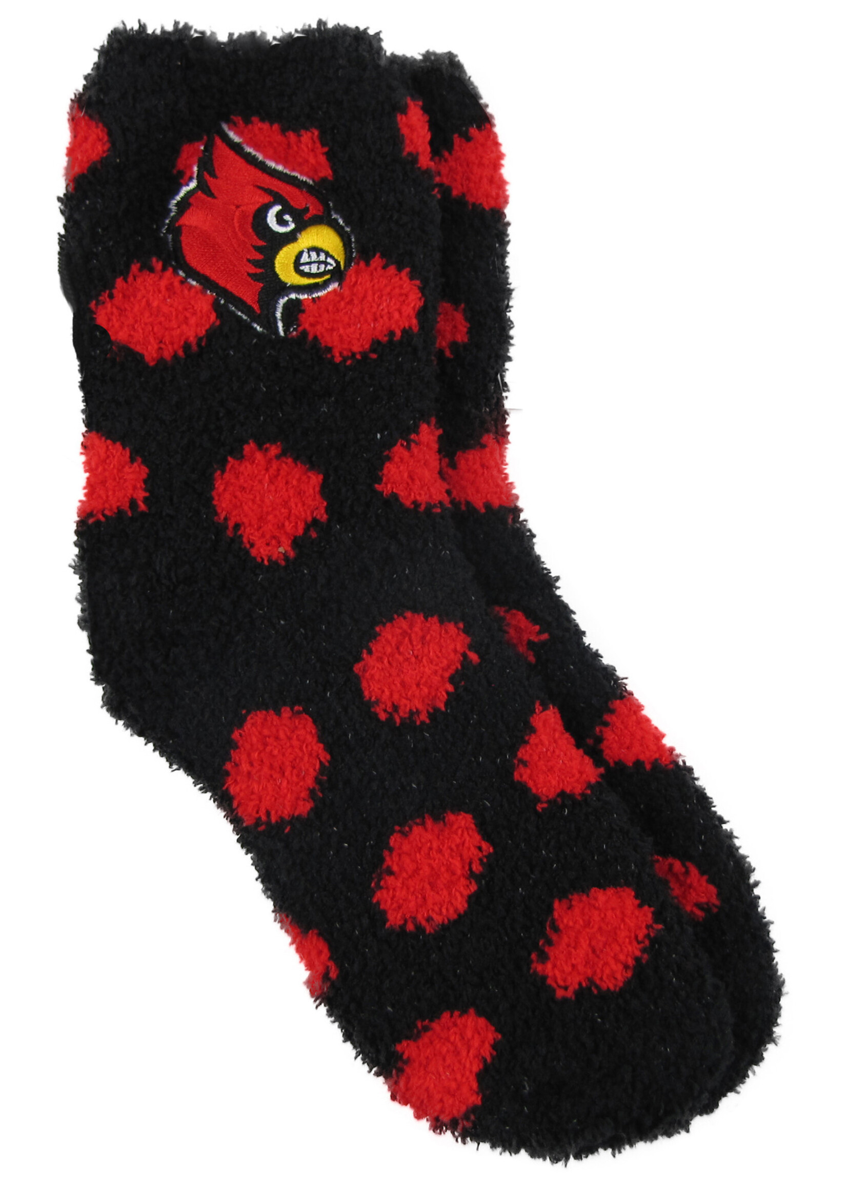 SOCKS, FUZZY DOT, BLACK/RED, UL