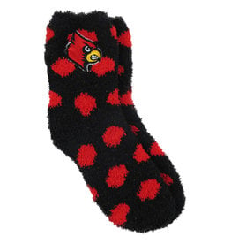 SOCKS, FUZZY DOT, BLACK/RED, UL