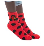 SOCKS, FUZZY DOT, RED/BLACK, UL