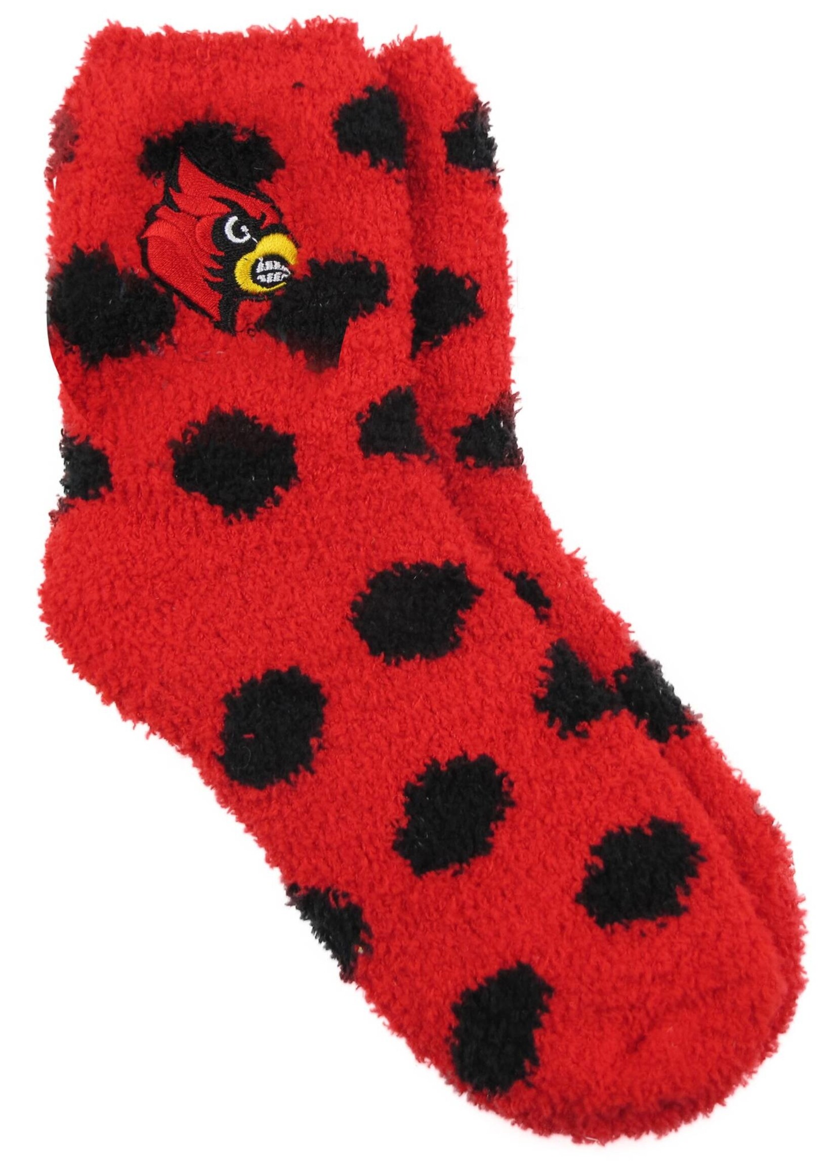 SOCKS, FUZZY DOT, RED/BLACK, UL