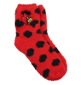 SOCKS, FUZZY DOT, RED/BLACK, UL