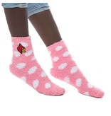 SOCKS, LADIES, FUZZY DOT, PINK, UL