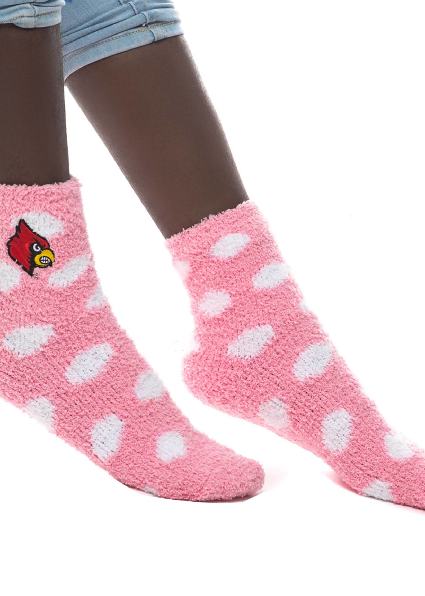 SOCKS, LADIES, FUZZY DOT, PINK, UL