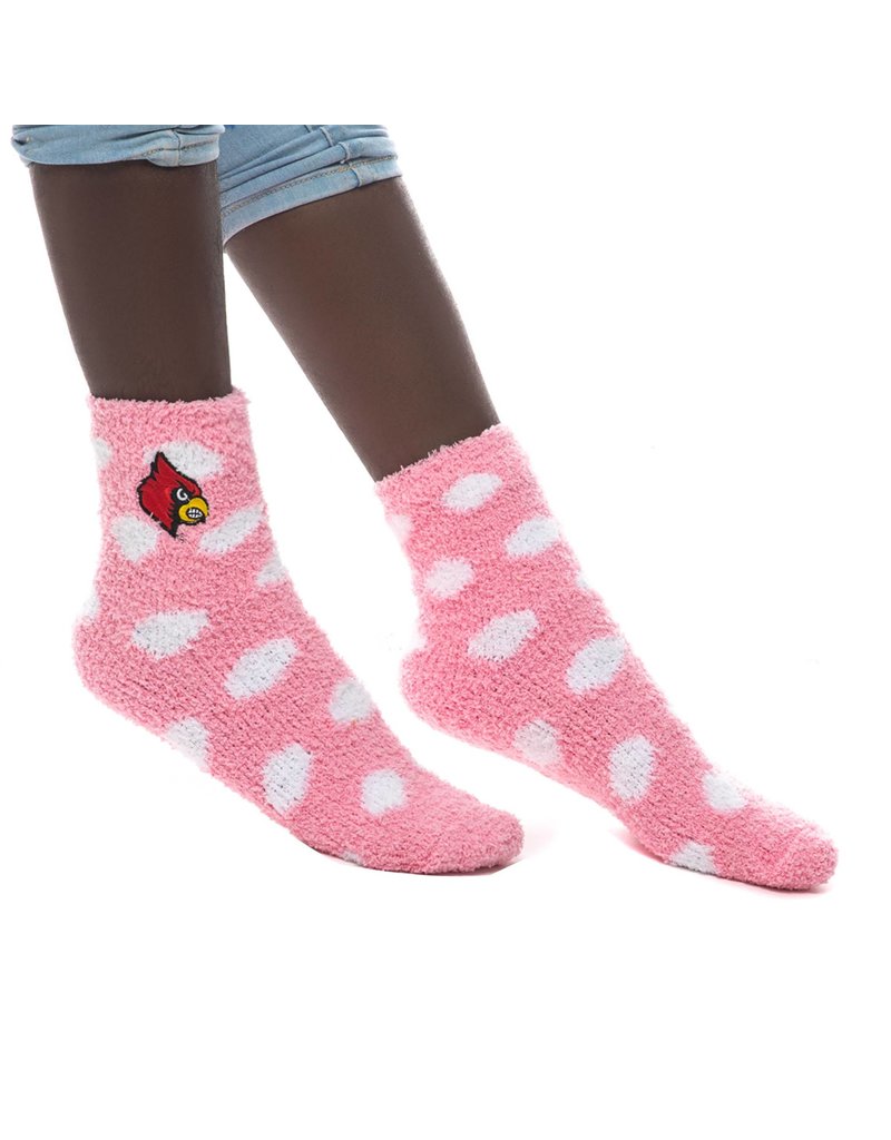 SOCKS, LADIES, FUZZY DOT, PINK, UL