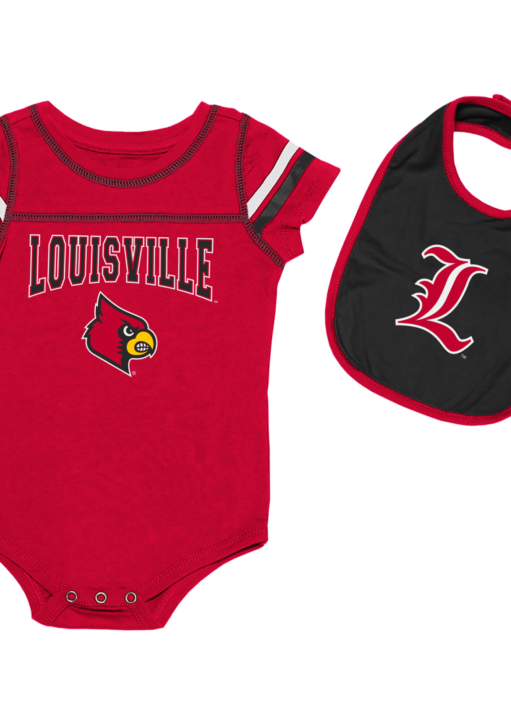 Colosseum Athletics ONESIE, INFANT, W/ BIB, CHOCOLATE, RED, UL