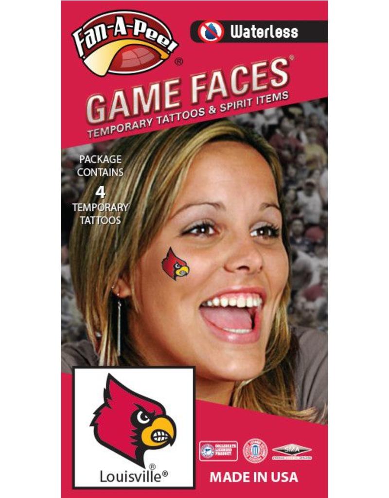 Fan A Peel FACE TATTOOS, CARDINAL, 4 PIECE, UL