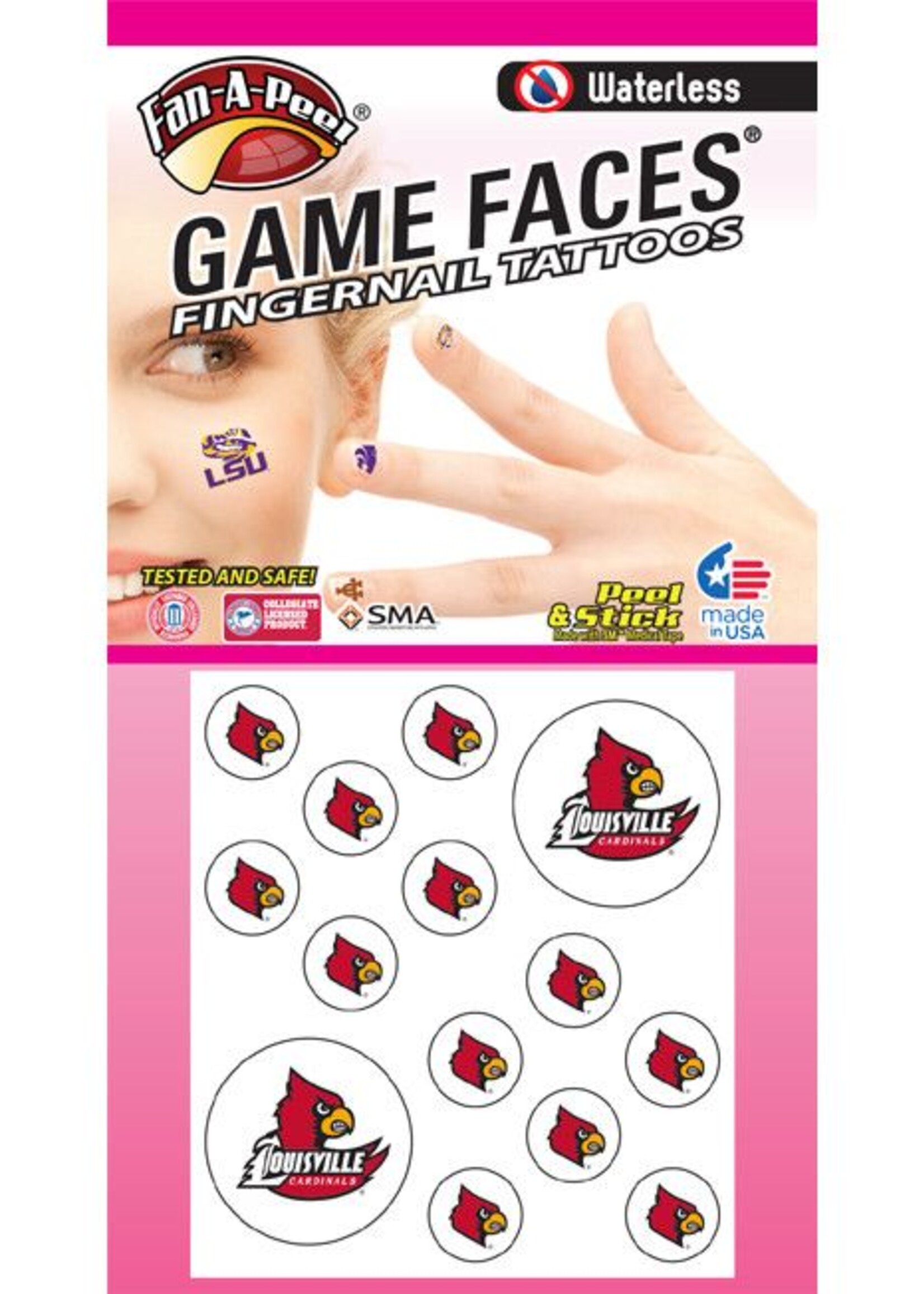 Fan A Peel NAIL TATTOOS, CARDINAL, 16 PIECE, UL