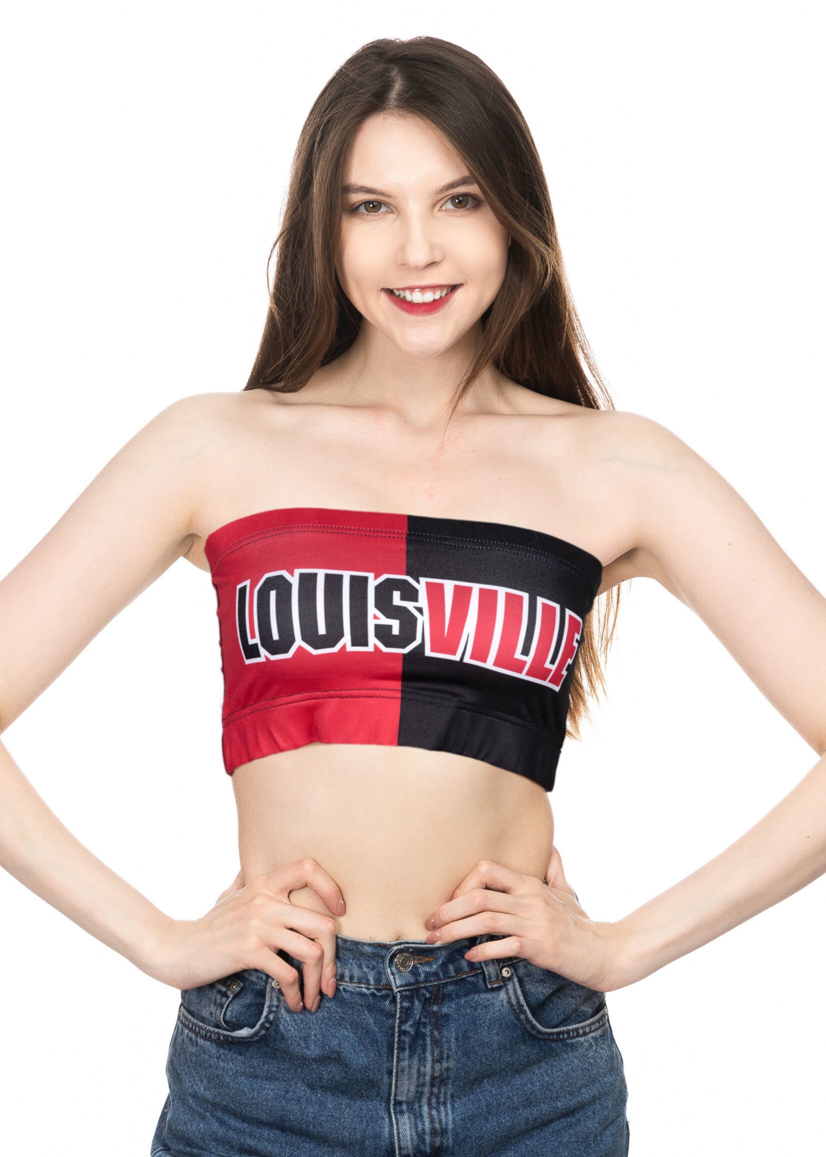 TOP, BANDEAU, SPLIT, RED/BLK, UL