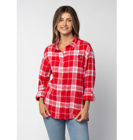 TOP, LADIES, BOYFRIEND PLAID, RED, UL