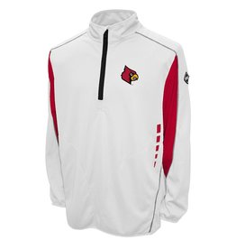 Men's Colosseum Gray/Red Louisville Cardinals Bushwood Fleece Quarter-Zip  Jacket