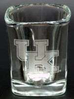 SHOT GLASS, SQUARE, ETCHED, UK