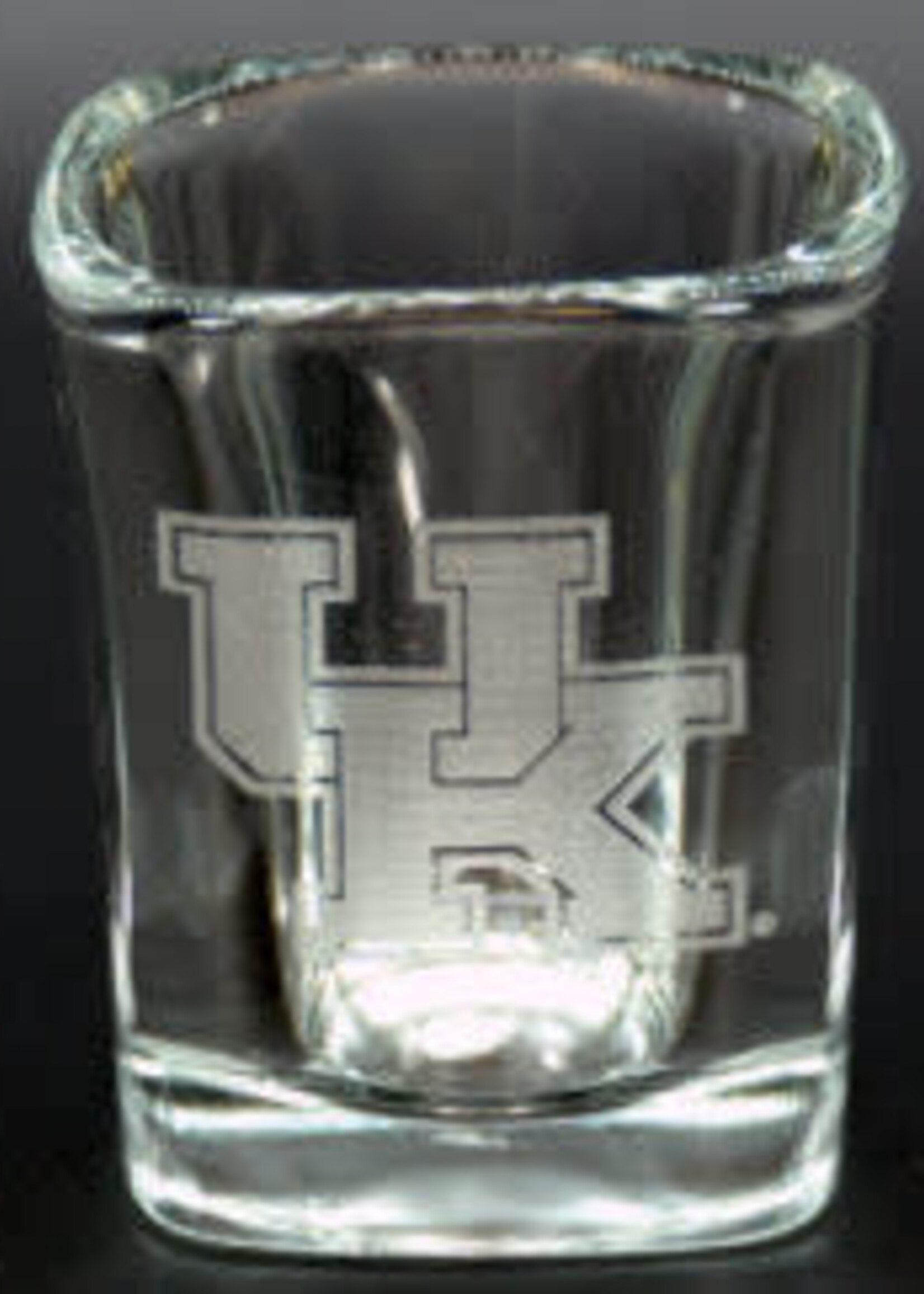 SHOT GLASS, SQUARE, ETCHED, UK